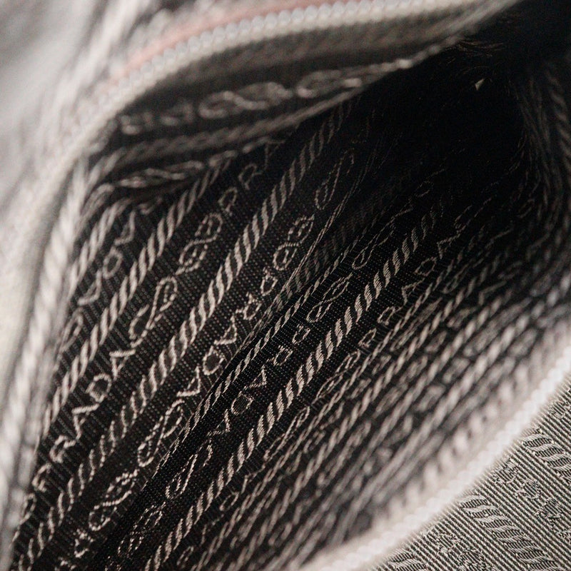 [PRADA]PRADA
 bolso de mano con logo y cuentas 
 B3763 Bolso de mano de nailon marrón, cremallera A5 con logo de cuentas para mujer