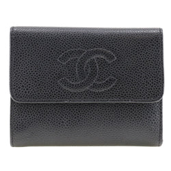 [Chanel] Chanel 
 Billetera de coco mark bi -fold 
 Caviar Skin Black Snap Button Coco Mark Ladies