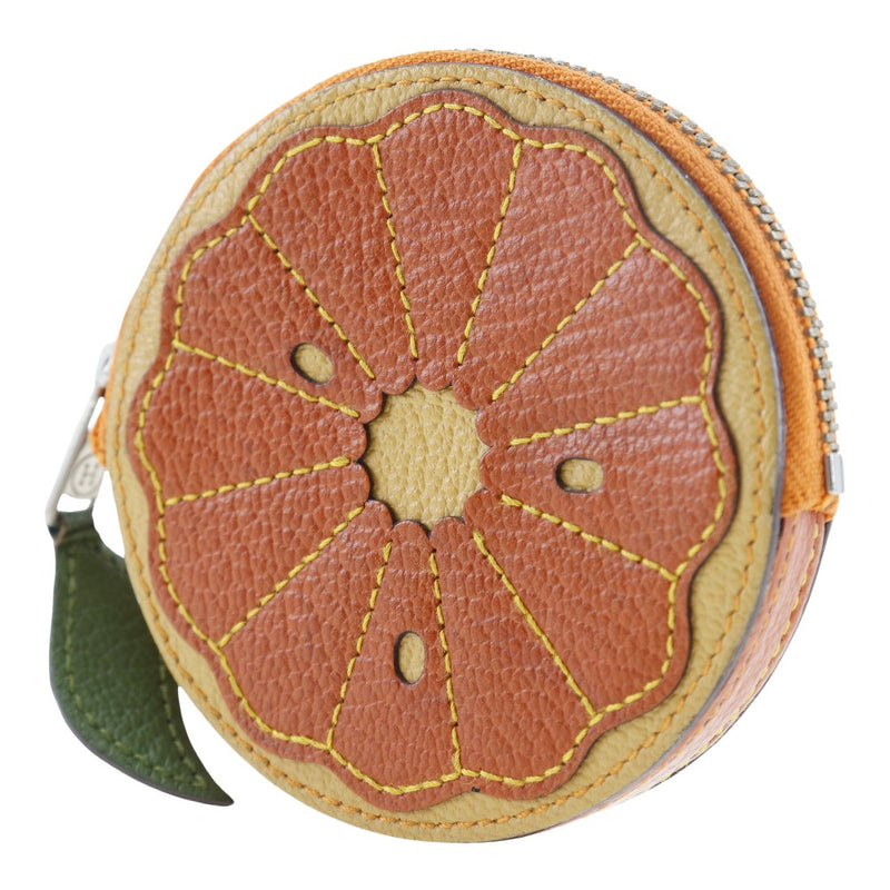 【HERMES】エルメス
 オレンジモチーフ コインケース
 シェーブル オレンジ ファスナー Orange motif レディース