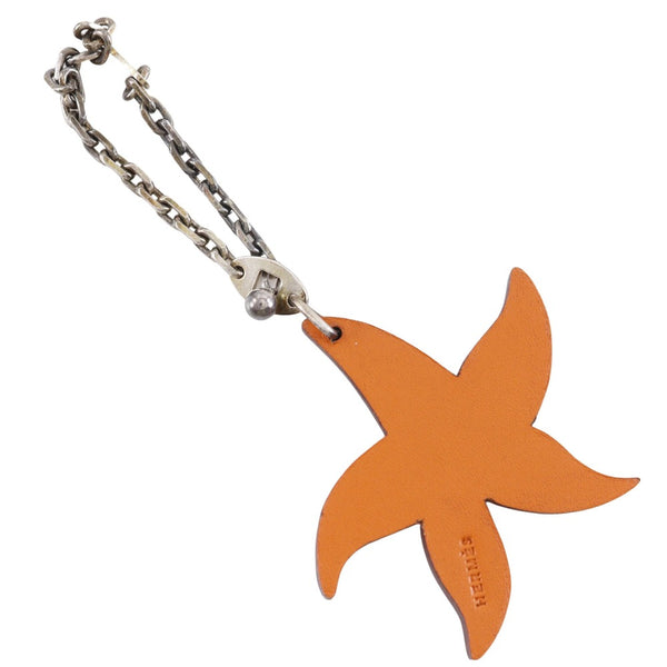 【HERMES】エルメス
 スターフィッシュチャーム キーホルダー
 FRENCH FESTIVAL 2003 レザー×金属製 オレンジ Starfish Charm レディース