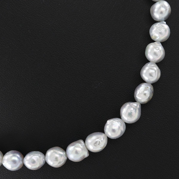 バロックパール ネックレス
 ロング 真珠×シルバー グレー 約70.0g Baroque pearl レディース