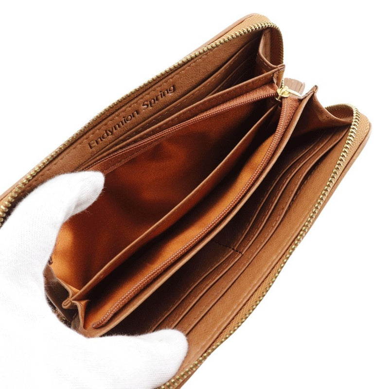 【Endymion Spring】エンディミオン・スプリング
 本革刺繍 長財布
 ラウンドファスナー 茶色 ファスナー Genuine Leather Embroidery レディースA+ランク