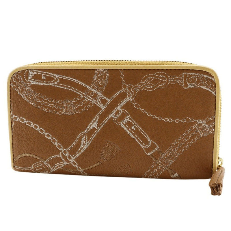 【Endymion Spring】エンディミオン・スプリング
 本革刺繍 長財布
 ラウンドファスナー 黄土色 ファスナー Genuine Leather Embroidery レディースA+ランク