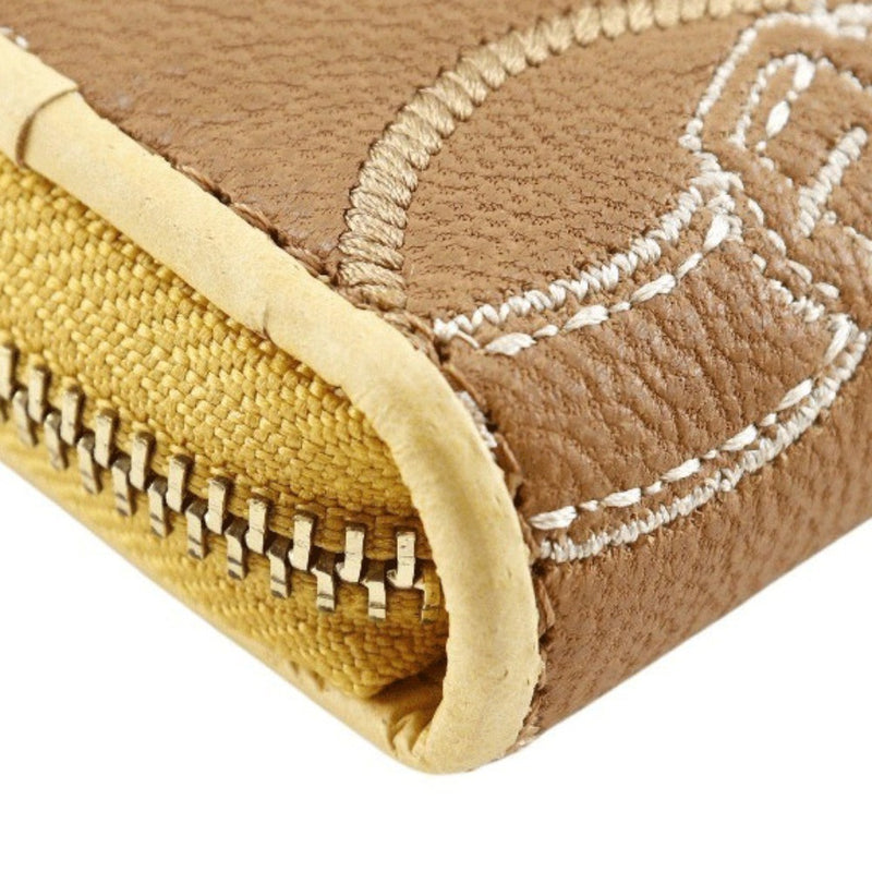 【Endymion Spring】エンディミオン・スプリング
 本革刺繍 長財布
 ラウンドファスナー 黄土色 ファスナー Genuine Leather Embroidery レディースA+ランク