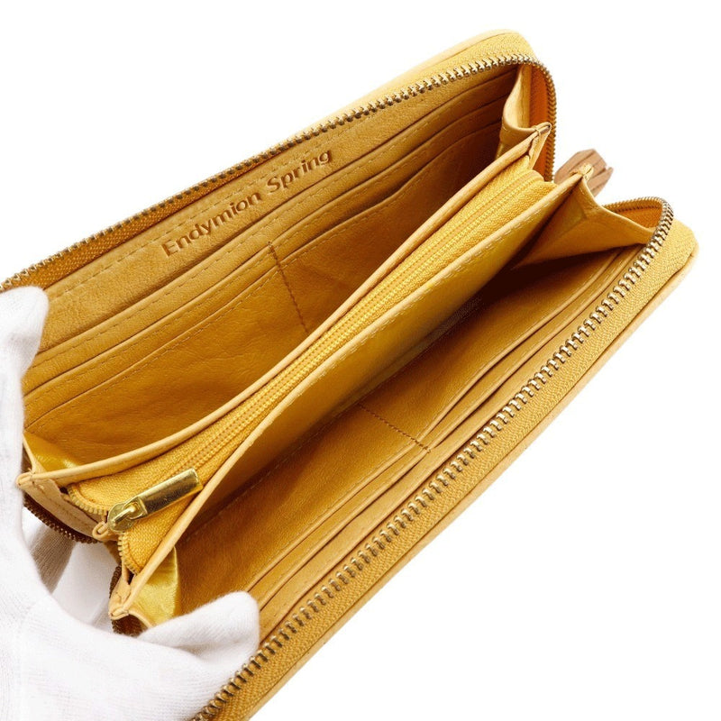 【Endymion Spring】エンディミオン・スプリング
 本革刺繍 長財布
 ラウンドファスナー 黄土色 ファスナー Genuine Leather Embroidery レディースA+ランク