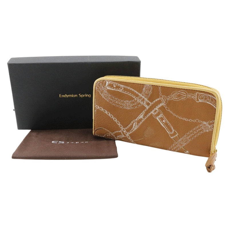 【Endymion Spring】エンディミオン・スプリング
 本革刺繍 長財布
 ラウンドファスナー 黄土色 ファスナー Genuine Leather Embroidery レディースA+ランク