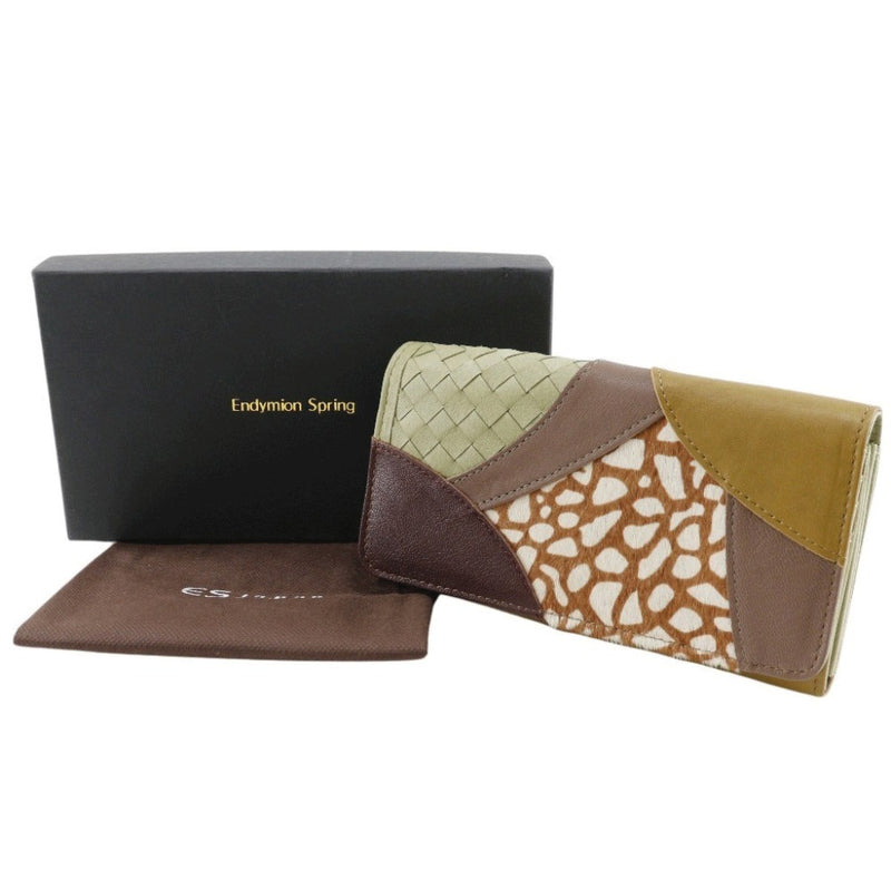 [Endymion Spring] Portefeuille long en patchwork en cuir véritable Endymion Spring