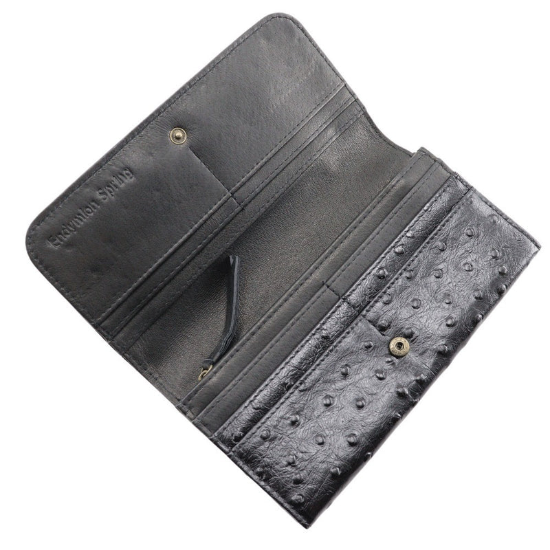 [Endymion Spring] Endimion Spring 
 Genuine leatherWallet Purse
 Black Snap button Genuine Leather Purse Wallet Ladies A+Rank