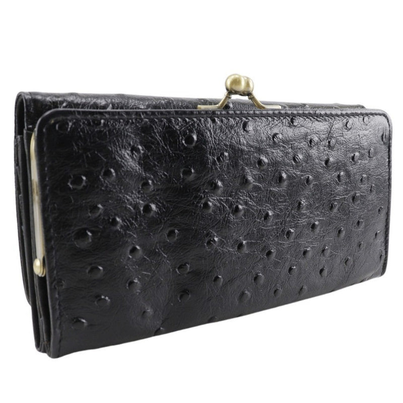 [Endymion Spring] Endimion Spring 
 Billetera de cuero genuina billetera larga 
 Black Snap Button Genuine Leather Purse Billet Ladies A+Rank