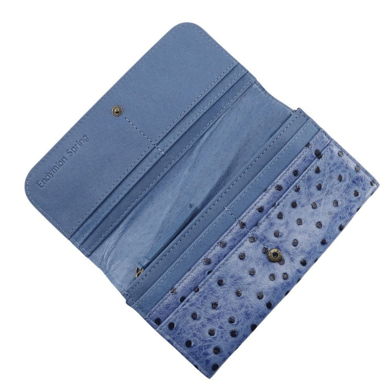 [Printemps endymion] printemps endimion 
 Portefeuille en cuir véritable portefeuille 
 Bouton de snap bleu portefeuille en cuir authentique dames a + rang