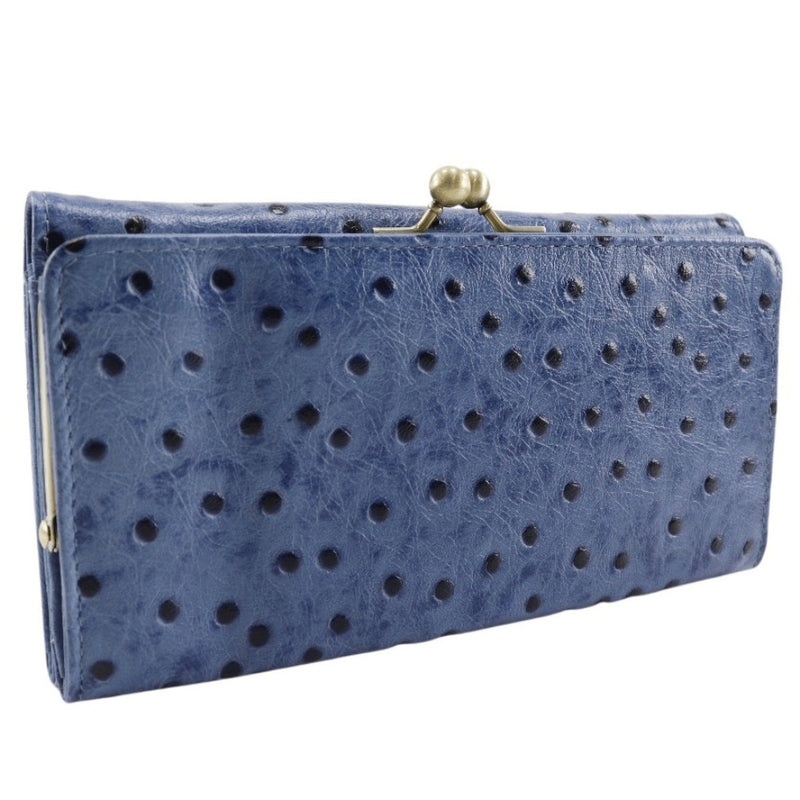 [Printemps endymion] printemps endimion 
 Portefeuille en cuir véritable portefeuille 
 Bouton de snap bleu portefeuille en cuir authentique dames a + rang