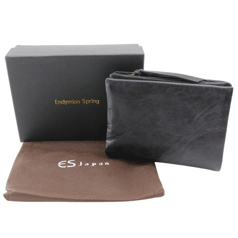 【Endymion Spring】エンディミオン・スプリング
 本革財布 二つ折り財布
 レザー 黒色 スナップボタン Genuine Leather Wallet ユニセックスA+ランク