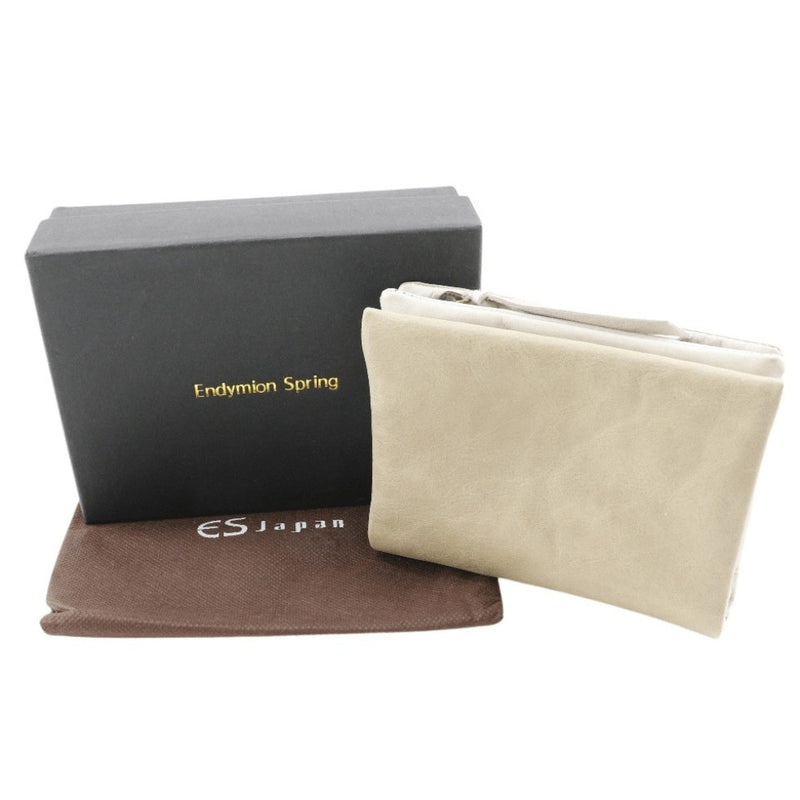 【Endymion Spring】エンディミオン・スプリング
 本革財布 二つ折り財布
 レザー ベージュ スナップボタン Genuine Leather Wallet ユニセックスA+ランク