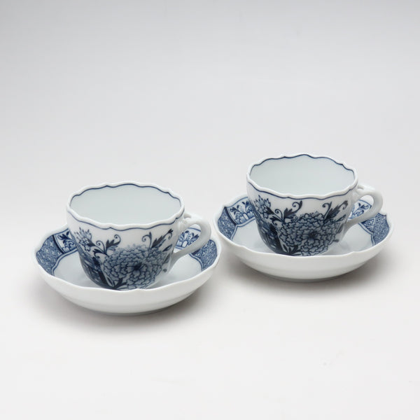 [Meissen] Meissen 
 염색 패턴 Mocha Cup & Saucer x 2 식탁기 
 823001/00580 Sometsuke Pattern Mocha Cup & Saucer X2 _S Rank