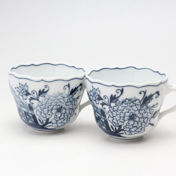 [Meissen] Meissen 
 염색 패턴 Mocha Cup & Saucer x 2 식탁기 
 823001/00580 Sometsuke Pattern Mocha Cup & Saucer X2 _S Rank