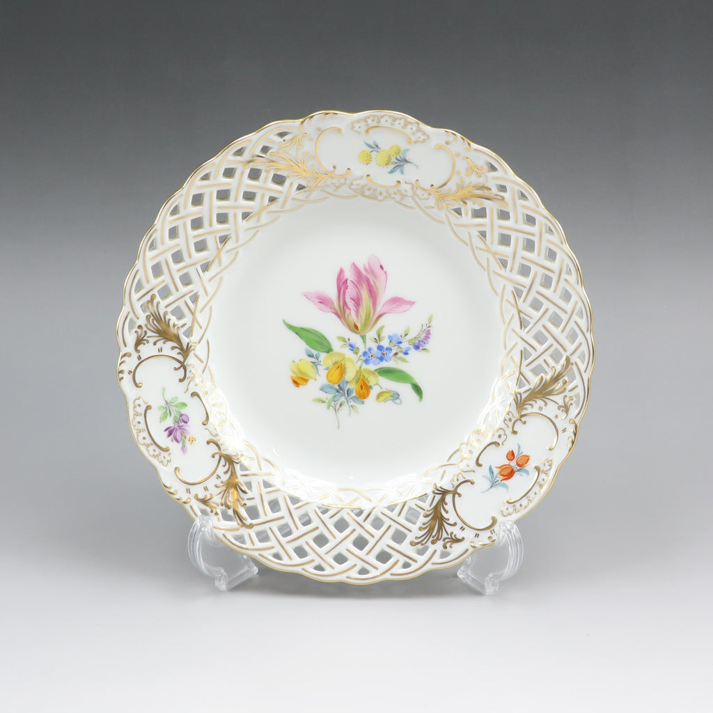 Meissen】マイセン 三つ花 飾り皿 15cm 置物 オブジェ 54800/060110