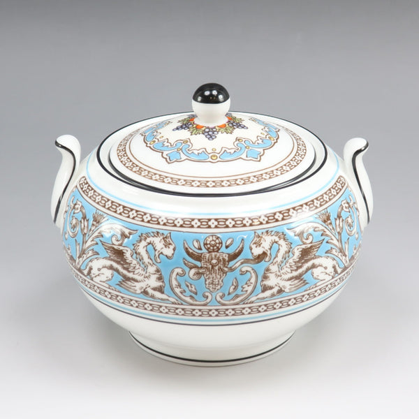 [Wedgwood] Wedgwood 
 Vaisselle florentine turquoise 
 Sucrier S Porcelaine Florentine turquoise _A+ Rank