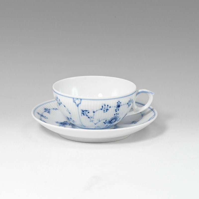 [Royal Copenhagen] RoyerLucoPenhagen Blue Fluteed Plain Tea Cup & Saucer Blue Fluted Plane _a+Rank