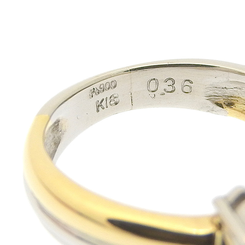 Anillo / anillo No. 2 
 PT900 Platino x K18 Oro amarillo x Diamante 0.36 grabado alrededor de 4.0g Damas A+Rango