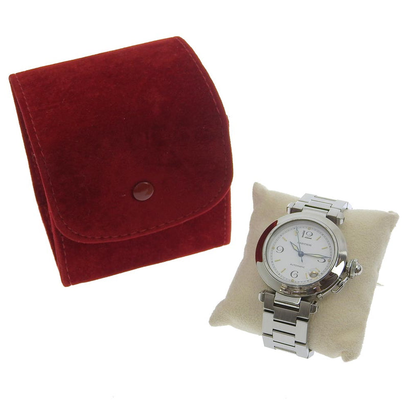 [까르띠에] 까르띠에 
 파샤 시계 
 W31015M7 스테인레스 스틸 자동 흰색 다이얼 파샤 남자