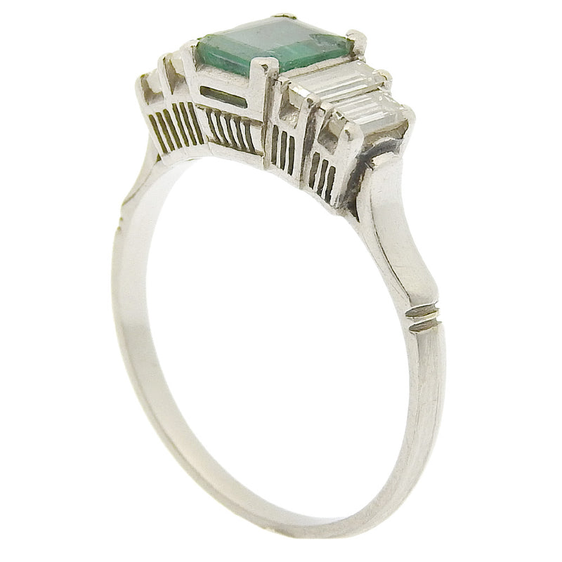 Anillo / anillo No. 12 
 PT Platinum x esmeralda x diamante aproximadamente 2.8 g de damas