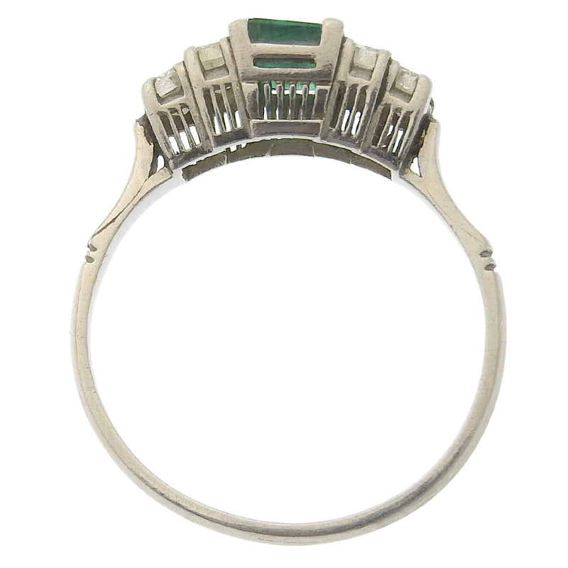 Anillo / anillo No. 12 
 PT Platinum x esmeralda x diamante aproximadamente 2.8 g de damas