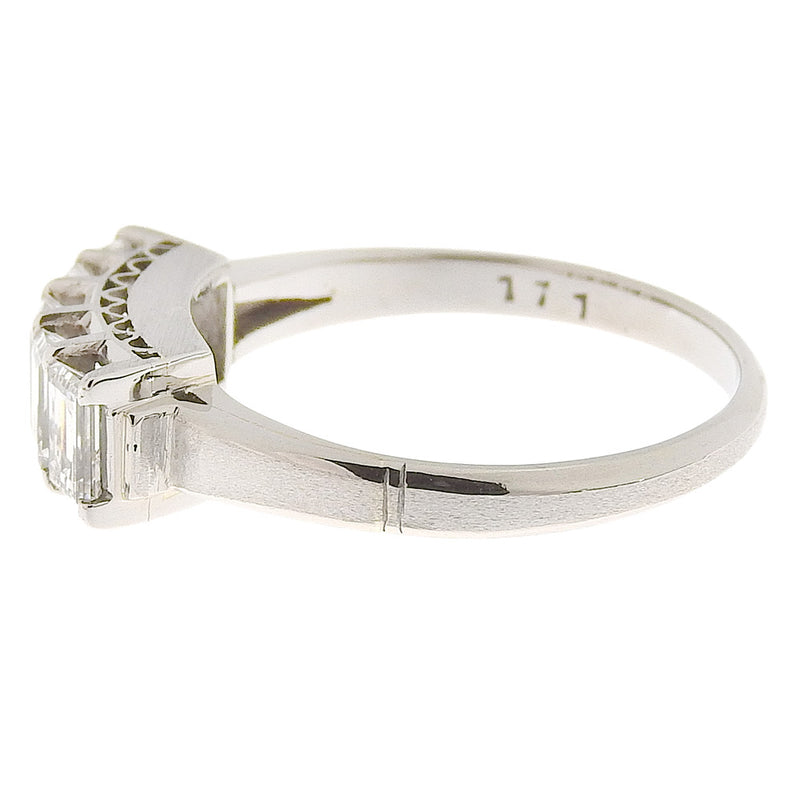No. 11.5 anillo / anillo 
 PT900 Platinum X Diamond 1.11 grabado con una sola letra de aproximadamente 3.5 g de damas