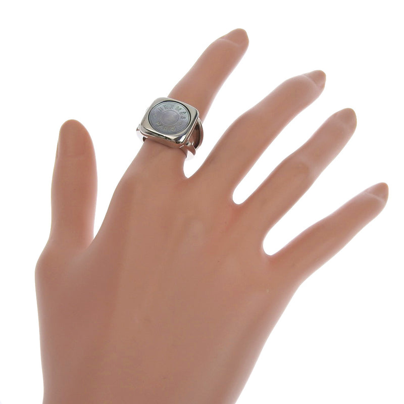 [Hermes] Hermes 
 Serie 9 anillo / anillo 
 Signet Metal X Shell Silver alrededor de 11.7 g Serie Damas A-Rank