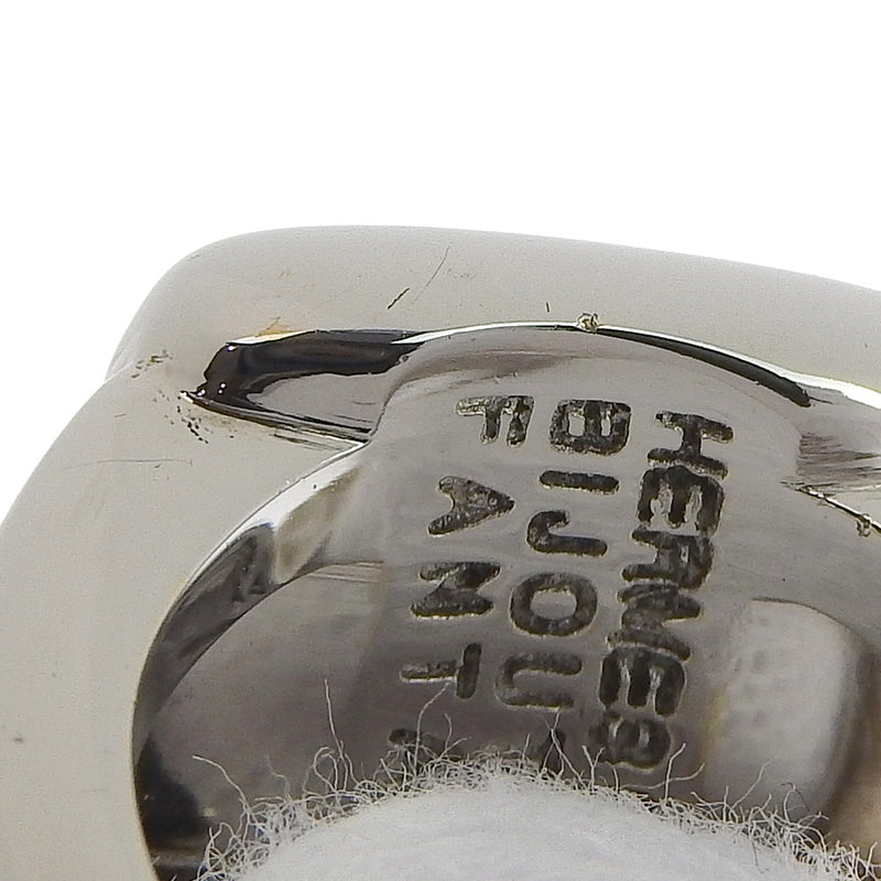 【HERMES】エルメス
 セリエ 9号 リング・指輪
 シグネット 金属製×シェル シルバー スクエア 約11.7g Serie レディースA-ランク