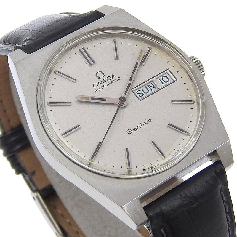 【OMEGA】オメガ
 ジュネーブ 腕時計
 cal.1022 166.0120 ステンレススチール×型押しレザー 自動巻き シルバー文字盤 Geneva メンズ