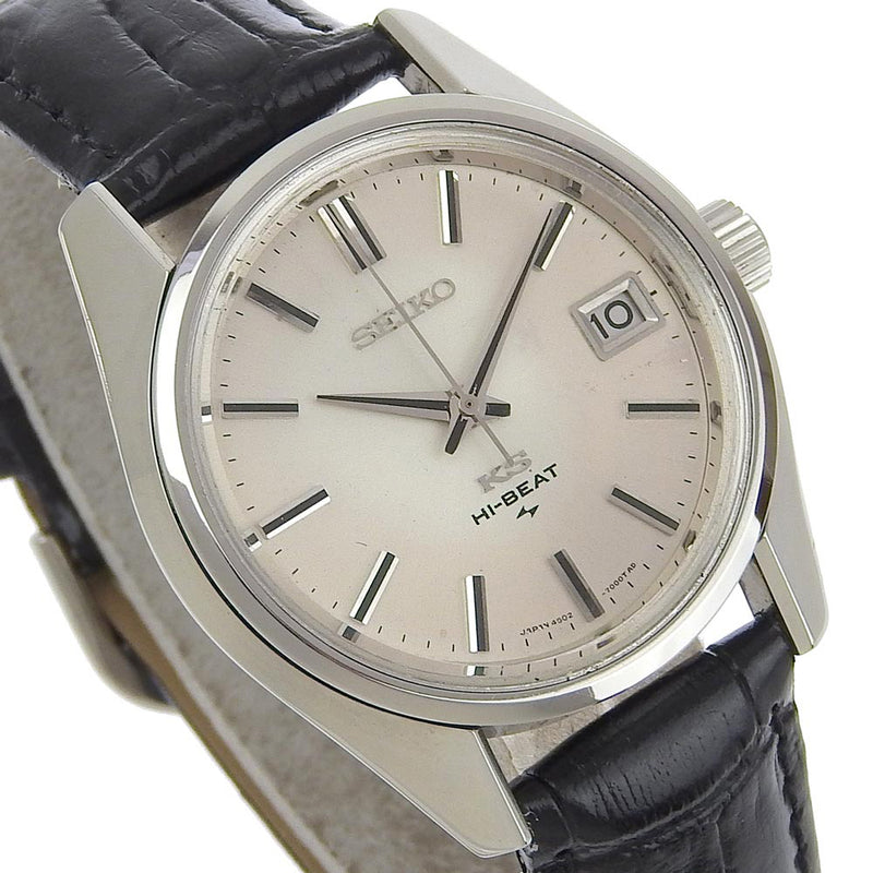 [Seiko]精工国王精工表演高节奏Cal.4502a 4502-7000不锈钢X鳄鱼手写银牌拨号银色拨号王国王Seiko Seiko Men's