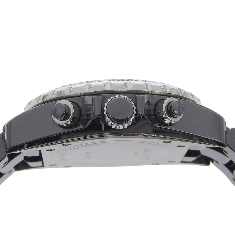 【CHANEL】シャネル
 J12 腕時計
 H1009 セラミック×ダイヤモンド 自動巻き クロノグラフ 黒文字盤 J12 メンズA-ランク