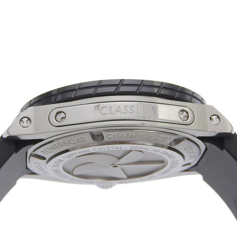 【EDOX】エドックス
 クラスワン 腕時計
 GMT ワールドタイム 93005-3-NIN ステンレススチール×ラバー 自動巻き 黒文字盤 Class one メンズA-ランク