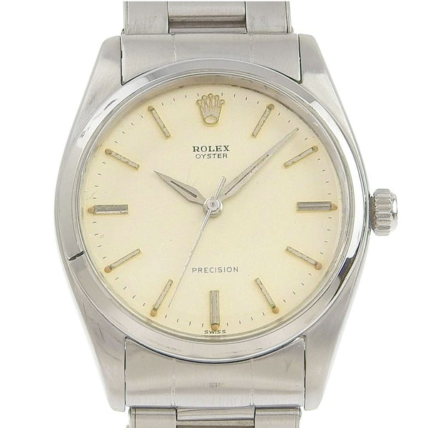 [Rolex] rolex 
 Big Oyster Precision Watch 
 Rivet Breath Cal.1210 6424 Acero inoxidable Silver White White Dial Big Oyster Procis B-B-Bank