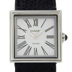 [Chanel] Chanel 
 Mademoiselle reloj 
 Acero inoxidable x Display analógica de cuarzo de cuero Dial blanco Mademoiselle Damas A-Rank