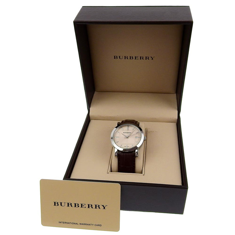 [Burberry] Burberry Heritage Watch BU1356 스테인레스 스틸 X 가죽 석영 아날로그 디스플레이 베이지 색 다이얼 유산 남성