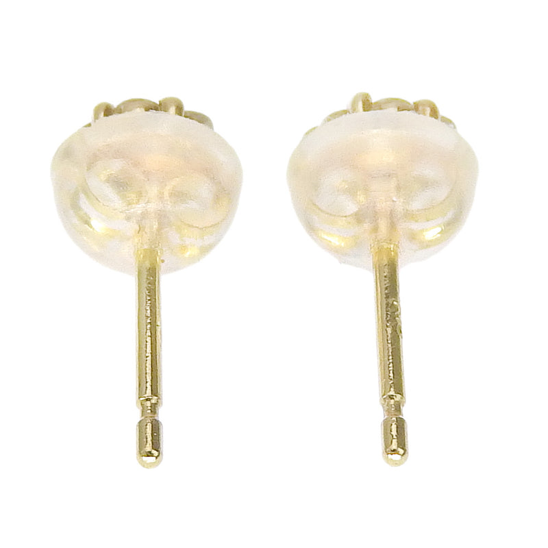 Boucles d'oreilles de fleur K18 Gol jaune X Diamond 0,075 fleur gravée d'environ 0,5 g de farine dames un rang