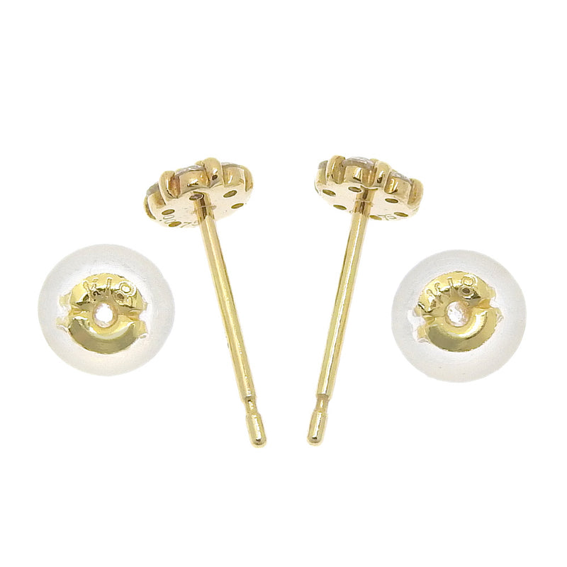 Boucles d'oreilles de fleur K18 Gol jaune X Diamond 0,075 fleur gravée d'environ 0,5 g de farine dames un rang