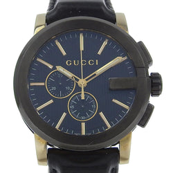 [Gucci] Gucci G Chrono手表101.2不锈钢X浮雕皮革Quartz Chronograph Black Dial G Chrono Men