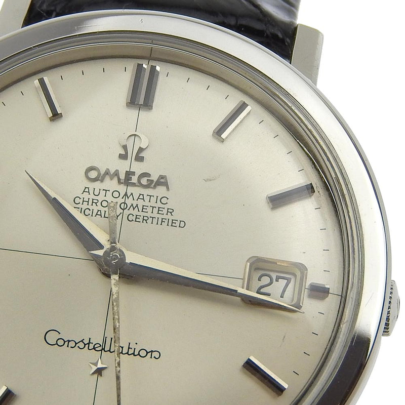 【OMEGA】オメガ
 コンステレーション 腕時計
 クロノメーター cal.561 ステンレススチール×クロコダイル 黒 自動巻き シルバー文字盤 Constellation メンズB-ランク