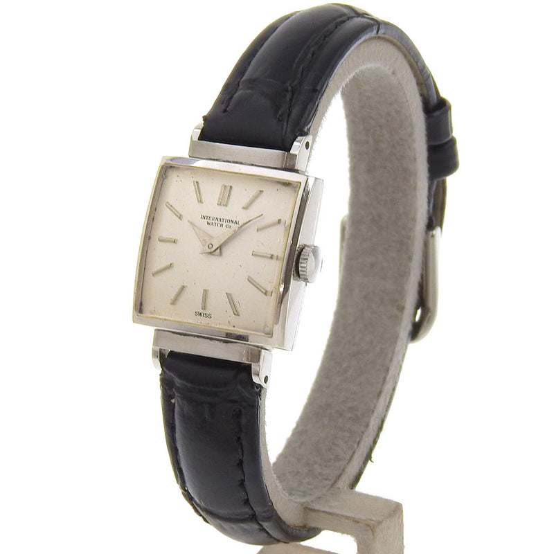 [IWC] International Watch Company Watch PT900 Platinum x Ladies de marcación plateada de cuero en relieve