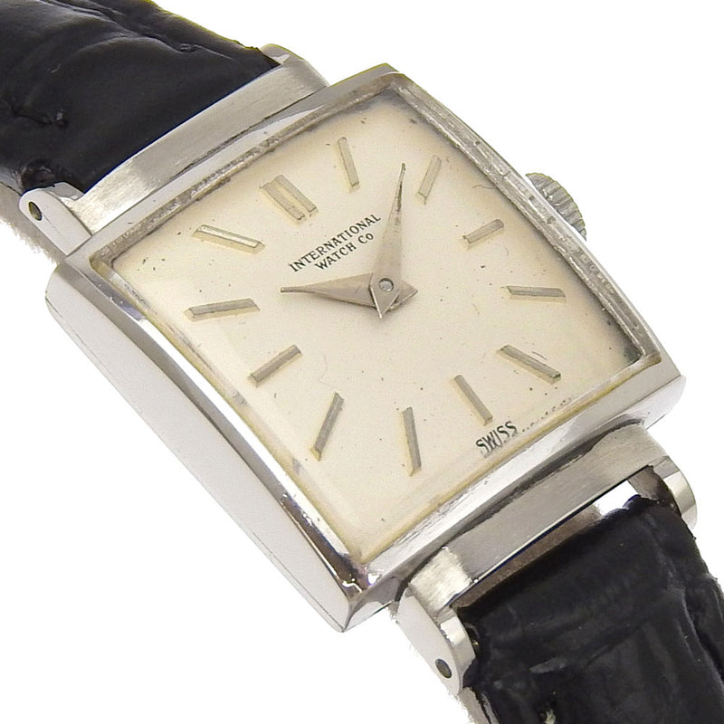 [IWC] International Watch Company Watch PT900 Platinum x Ladies de marcación plateada de cuero en relieve