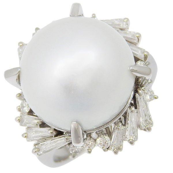 Pearl No. 15.5 Ring
14.4mm PT900 Platinum x Pearl x Diamond 1.04 engraved about 15.8g Pearl Ladies A rank