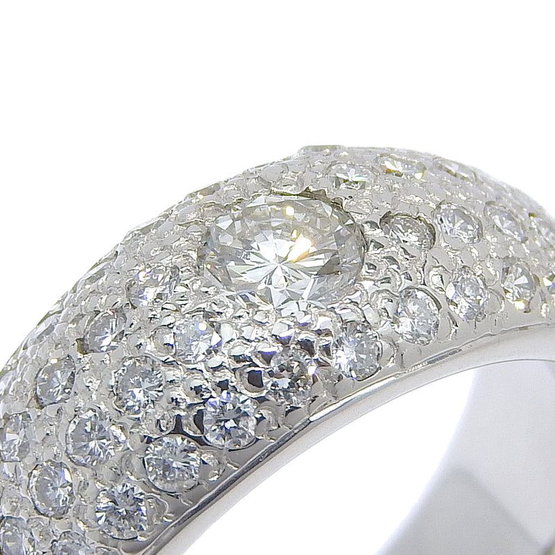 Pt900 K18 アクアマリン ダイヤ付きリング 14 号 1.9g