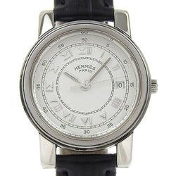 [Hermes] Hermes 
 Reloj calic 
 Acero inoxidable x Display analógica de cuero en relieve Damas Carrick Damas Carrick