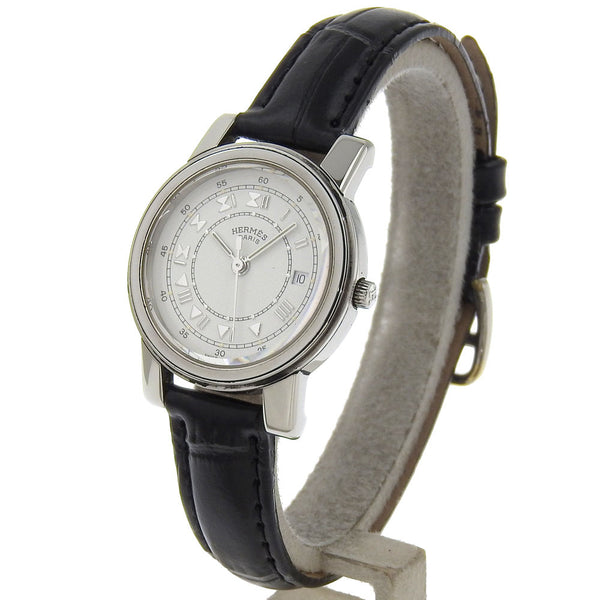 [Hermes] Hermes 
 Reloj calic 
 Acero inoxidable x Display analógica de cuero en relieve Damas Carrick Damas Carrick