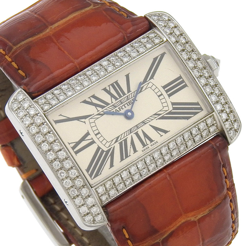 [Cartier] Cartier 
 Tank Luban LM Watch 
 After diamond Cal.690 W6300655 Stainless Steel× Crocodile Quartz Analog display White dial Tankyuban LM Men's