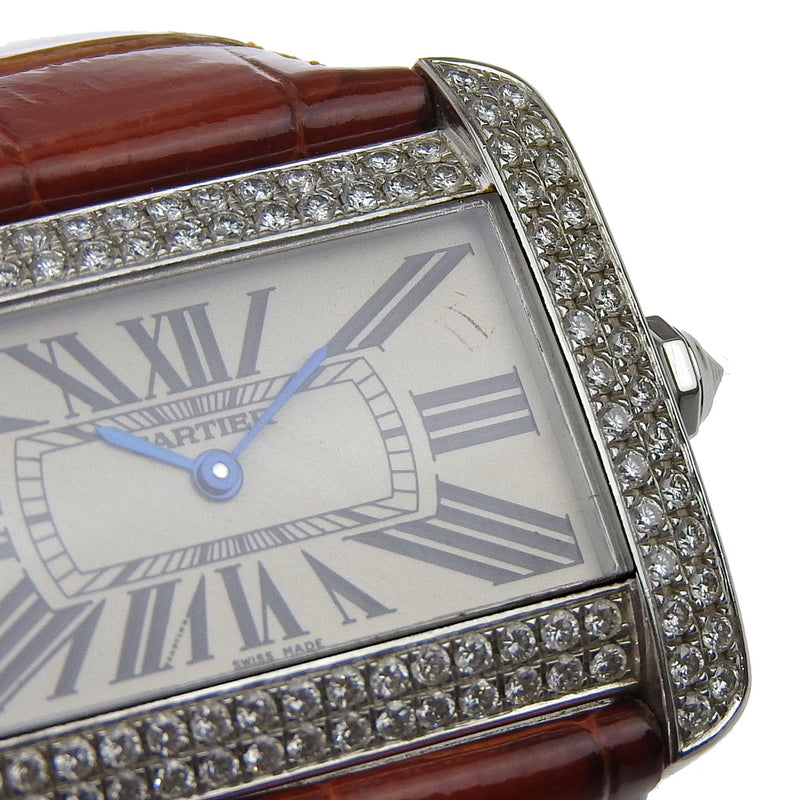 [Cartier] Cartier 
 Tank Luban LM Watch 
 After diamond Cal.690 W6300655 Stainless Steel× Crocodile Quartz Analog display White dial Tankyuban LM Men's