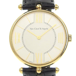 [VAN CLEEF & ARPELS] Van Cleef & Arpel 
 Lacco collection wristwatch 
 102032 K18 Yellow Gold × Leather Black Quartz Analog Display Silver Dial La Collection Men's