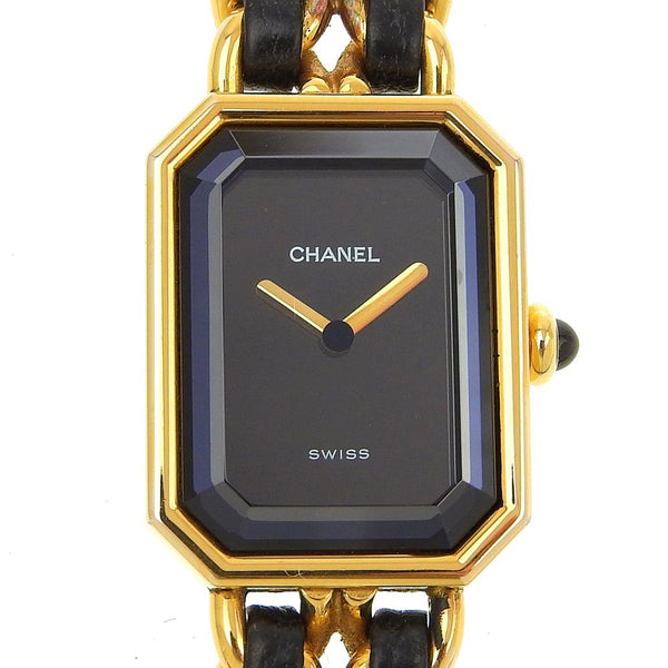 [Chanel] Chanel Premiere M Watch H0001 Gold Placing x Leather Quartz Black Dial Premiere M Mesdames